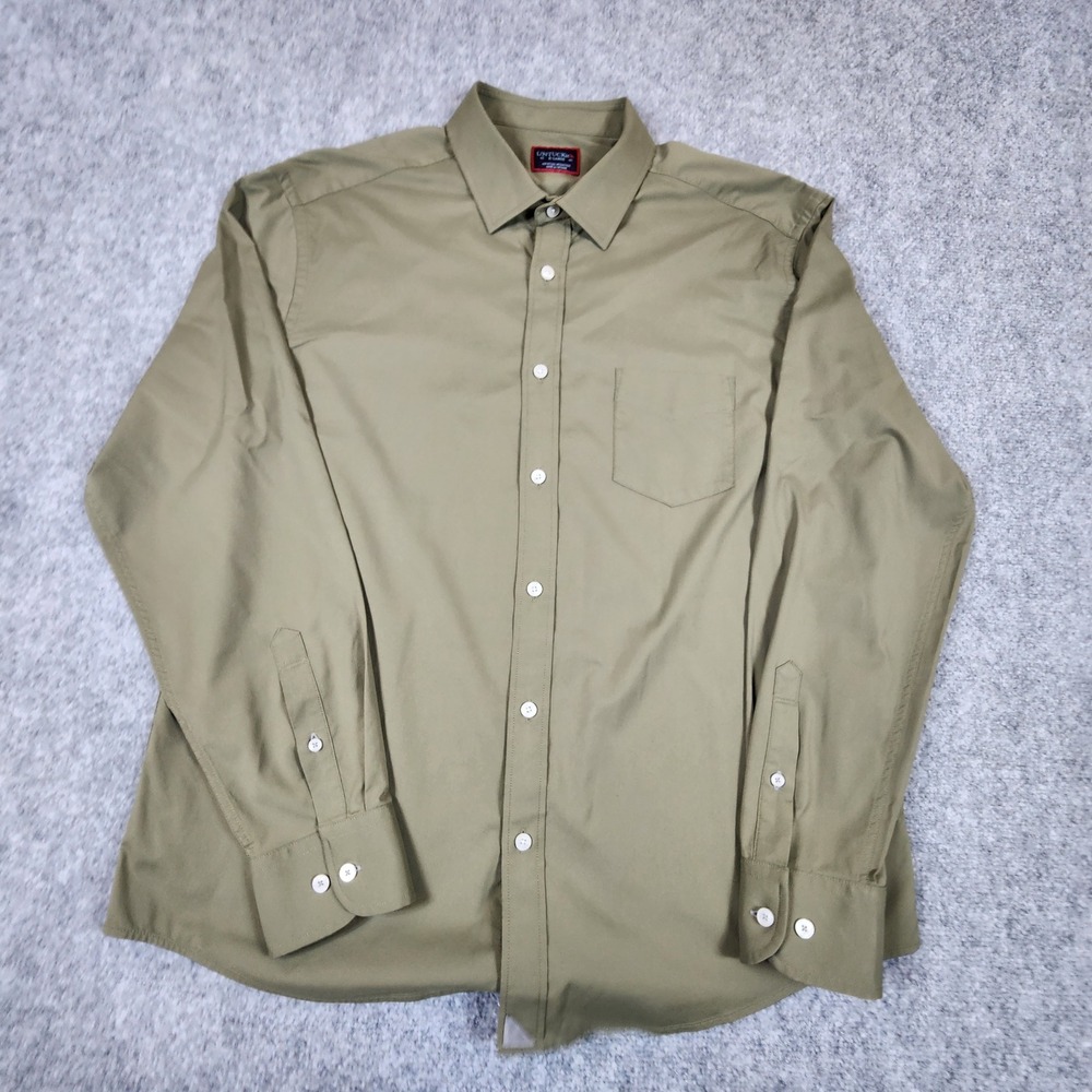 Untuckit Mens XL Olive Green Performance Stretch Long Sleeve Button Down Shirt